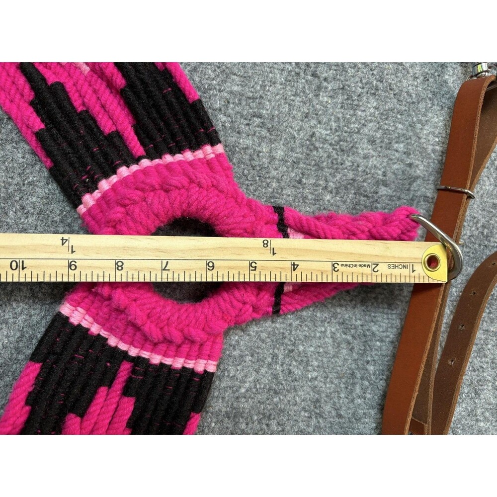 Pony Mohair Breast Collar Pink Black Woven Western Horse Tack Leather Straps - Picture 7 of 14